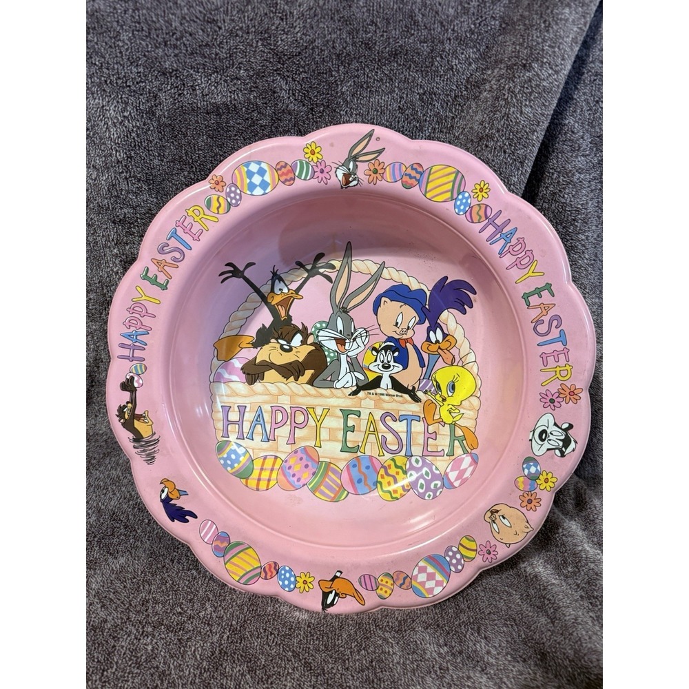 Looney Tunes Easter Candy Bowl Rare 1996 Warner Bros Bugs Bunny Road Runner Taz